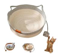 CutyPet Virela Panier pour chat en corde tissée à la main en corde de coton tissée à la main avec queue de jouet pour animaux de compagnie de petite, moyenne et grande taille, gris sans coussin