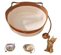 CutyPet Virela Panier pour chat en corde tissée à la main en corde de coton tissée à la main avec queue de jouet pour animaux de compagnie de petite, moyenne et grande taille, kaki sans coussin