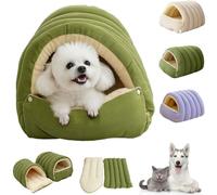 CutyPet Winter Cave, Cozy Monster Cat Bed, Removable & Washable Dog Cave Bed with Non-Slip Base, Dual-Purpose Pet Nests for Cats and Small Dog (Green, M)