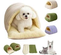 CutyPet Winter Cave, Cozy Monster Cat Bed, Removable & Washable Dog Cave Bed with Non-Slip Base, Dual-Purpose Pet Nests for Cats and Small Dog (Beige, M)