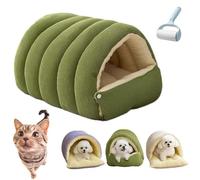Cutypet Winter Cave for Cat, Cute Cozy Safe Hideaway Cat Bed, Disassembled Design for Easier Cleaning, Suitable for Cats and Small Dogs, with Hair Remover (Green,17.7 * 11.8 * 7.5 in)