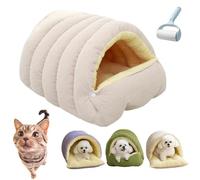 Cutypet Winter Cave for Cat, Cute Cozy Safe Hideaway Cat Bed, Disassembled Design for Easier Cleaning, Suitable for Cats and Small Dogs, with Hair Remover (Beige,22.4 * 14.6 * 11.0 in)