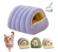 Cutypet Winter Cave for Cat, Cute Cozy Safe Hideaway Cat Bed, Disassembled Design for Easier Cleaning, Suitable for Cats and Small Dogs, with Hair Remover (Purple,17.7 * 11.8 * 7.5 in)