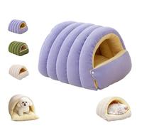 Cutypet Winter Cave, Warm Cozy Comfort Peluche Pet Caves avec Coussin Amovible, Lavable et Moelleux, lit Mignon pour Animaux de Compagnie avec Couverture Caves Couverture (Violet,L)