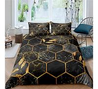 CUUGF Ensemble de Literie, 3 Pièces, Housse de Couette et Taies d'Oreiller, Noir, Forme de Feuilles 3D, King Size (240x280 CM), Polyester, Lavable en Machine