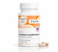 CUURE - Melaline® 650 mg - Cuivre - Sans bêta-carotène - 60 Gélules | Melaline® dosé à 650 mg par jour - Cuivre - Sans bêta-carotène - Fabriqué en France - 2 gélules par jour