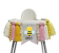 Cuvaho Bannière rose pour chaise haute « Happy 1st Birthday » pour fille - Décoration de premier anniversaire