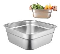 Cuve à vaisselle baignoire en acier inoxydable 12 '' bassin de lavage carré de lavage à fond plat stable panier légumes avec bord bord lisse large bol vaisselle polyvalente poê.