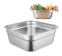 Cuve à vaisselle pour évier de cuisine, baignoire de lavage en acier inoxydable 12 '' bassin de lavage carré à fond plat bas panier de lavage de légumes avec bol à bord de bord lisse de bol à plat po