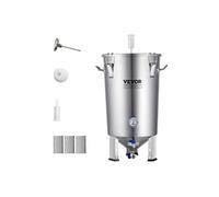 Cuve brassage bière inox 304, 30L, avec base, couvercle, robinet, thermomètre, pour brasseur maison.