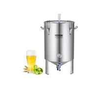 Cuve brassage bière inox 304, 60L, avec base, couvercle, robinet, thermomètre, pour brasseur maison.