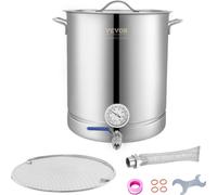 Cuve de brassage de bière VEVOR Cuve de brassage de bière 60,56 L Kit de brassage de bière Cuve d'empâtage 400 x 480 mm, Cuve de brassage de bière en acier inoxydable avec double affichage de la tempé