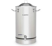 Klarstein Maischfest - Cuve de fermentation, Inox 304, Ne modifie pas le goût, Bouchon en acrylique inclus, Volume 30L, Très stable, Robinet de vidange, Poignée, Argent