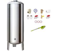 Cuve de Pression Inox, Vessie Surpresseur，Réservoir d’Eau Fermé Automatique 60L à 400L avec Manomètre, Interrupteur & Soupape - Usage Maison(250L/66Gal(135x50cm/53x20in))