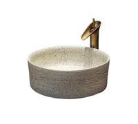 Cuvette de lavabo Lavabo de comptoir artistique créatif, lavabo rond Simple et rétro for l'extérieur, à main en céramique haute température meuble-lavabo