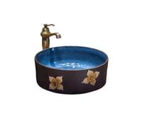 Cuvette de lavabo Lavabo de comptoir Vintage, lavabo scandinave rond en céramique, salle bains d'art, Antique chinois meuble-lavabo