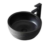 Cuvette de lavabo Lavabo de salle bain rond en céramique for intérieur et extérieur avec accessoires meuble-lavabo