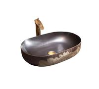 Cuvette de lavabo Lavabo rond de salle bains, lavabo comptoir couleur foncée Vintage, balcon, approfondissement l'évier (60 * 40 * 16cm) meuble-lavabo