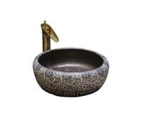 Cuvette de lavabo Lavabo rond en céramique Antique, lavabo de comptoir d'art Vintage, chinois salle bains, éviers avec accessoires meuble-lavabo
