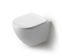 CUVETTE DE WC SUSPENDUE EN CÉRAMIQUE SANS REBORD AVEC ABATTANT FOLK