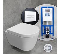 Cuvette suspendue et compacte Duravit ME by Starck, abattant WC Tellkamp et bâti-support neeos,, 2530090000+16601WH#SET,