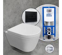 Cuvette suspendue et compacte Duravit ME by Starck, abattant WC Tellkamp et bâti-support neeos,, 2530090000+16601BM#SET,