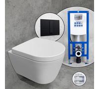 Cuvette suspendue et compacte Duravit ME by Starck, abattant WC Tellkamp et bâti-support neeos,, 25300900001+16791BM#SET,