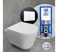Cuvette suspendue et compacte Duravit ME by Starck, abattant WC Tellkamp et bâti-support neeos,, 25300900001+16791WH#SET,