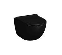 Cuvette suspendue sans bride Sento noir mat + abattant frein de chute déclipsable