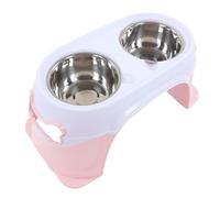 Cuvettes de Chien, Facile à Laver le Protecteur Durable de Cou d'acier Inoxydable de Cuvettes d'animal Familier pour la Maison (Blanc rosé)