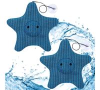 CUVZORA 2 Pièces Éponge Absorbante de Piscine, Absorbeur de Graisse et Anti Écume, Mousse Haute Densité Réutilisable et Facile à Nettoyer pour Entretien de Piscine et Jacuzzi (Bleu,Étoile)