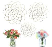 CUVZORA ARTGUTS Lot de 3 supports de tige de sauvetage pour fleurs, bouquet de fleurs, arrangements floraux, grenouille, bouquet Twister, grille de fleurs pour vases (doré)