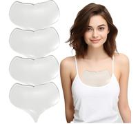 CUVZORA Dekoltee Lot de 4 coussinets anti-rides, réutilisables en silicone contre les rides, coussinets de poitrine en forme de cœur, idéaux pour les soins de nuit et les voyages, pansements en