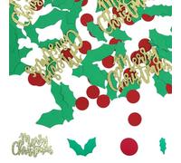 CUVZORA Lot de 100 décorations de table de Noël, confettis de Noël, paillettes, décoration de table scintillante, décoration de fête de Noël (rouge, vert, doré)