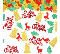 CUVZORA Lot de 100 décorations de table de Noël, confettis de Noël, paillettes, décoration de table scintillante, décoration de fête de Noël (rouge, vert, jaune)