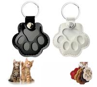 CUVZORA Lot de 2 porte-clés pour poils d'animaux, souvenir avec motif pattes de chat, porte-clés en cuir pour souvenir de votre animal de compagnie, amoureux des animaux (noir et blanc)