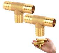 CUVZORA Lot de 2 tuyaux 3 voies en laiton de 19 mm - En laiton de qualité supérieure - Pour raccordement d'eau, tuyau d'arrosage et tuyaux d'huile - Montage facile - Sans outils - Compatible avec les