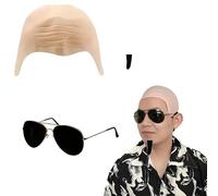 CUVZORA Lot de 3 accessoires de cosplay, masque chauve en latex avec lunettes de soleil, bartard, aspect réaliste, pour costume de pit-bull, cosplay et spectacles sur scène