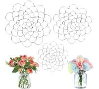 CUVZORA Lot de 3 supports de tige pour sauve-fleurs, bouquet de fleurs, arrangements floraux, grenouille, bouquet Twister - Grille de fleurs pour vases (argenté)