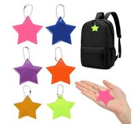 CUVZORA Lot de 36 pendentifs réfléchissants, en forme d'étoile, porte-clés pour anniversaire d'enfant, réflecteurs pour cartable, vélo, fête et course à pied (6 couleurs)