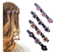 CUVZORA Lot de 4 barrettes à cheveux tressées en cristal pour femme avec strass - Accessoire de coiffure élégant pour femmes et filles
