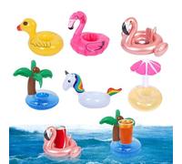 CUVZORA Lot de 6 porte-bouteilles gonflables flottants pour animaux aquatiques et fêtes au bord de la piscine, idéal pour les fêtes de famille, le camping et les activités de plein air (style multiple
