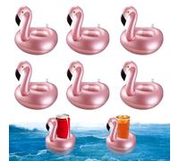 CUVZORA Lot de 6 porte-bouteilles gonflables flottants pour animaux aquatiques et fêtes de piscine, idéal pour les fêtes de famille, le camping et les activités de plein air (flamant rose)