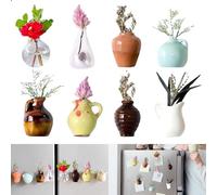 CUVZORA Lot de 8 mini aimants pour vase en céramique 3D - Aimants de réfrigérateur mignons et amusants - Pour une décoration d'intérieur mignonne dans la cuisine, le bureau et le salon