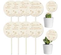 CUVZORA Lot de 8 piquets de fleurs en bois - Merci de m'aider à grandir - Étiquettes pour plantes en bois avec gravure de remerciement, cadeau d'adieu, jardin d'enfants, pot de fleurs et décoration de