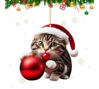 CUVZORA Pendentif de sapin de Noël en acrylique - Motif chat 2D - Décoration de Noël - Pour véranda, couloir, bureau, dortoir, vacances (A)