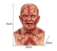 Cuwtheugwg 2025 Halloween Cosplay Masque Horreur Homme De Clown Effrayant Horrific Creepy Terrifiant Monstre Cri Complet en Latex Costume Décorations d'halloween (001 Rouge Taille Unique)