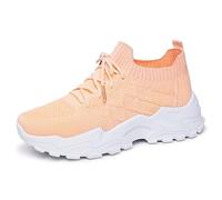 Cuwtheugwg Basket Femme Confort sans Lacet Mesh Basquette Chaussures De Marche Chaussure Talon Printemps Sneakers Ete Respirant Amortissement Accru des Pieds Pas Cher (Orange,37)