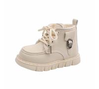 Cuwtheugwg Bottines D'Hiver Enfants Garçon Extérieur Chaussures À Sole Souple Botte Antidérapant Plates Bottes Gros Mollet Fille Remonte Avec Une Tige Cloutée Tendance Pour (Blanc,22.5)