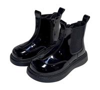Cuwtheugwg Bottines D'Hiver Enfants Hiver Chaudes Avec Doublure En Fausse Fourrure Chaussures Tout-Petits Premiers Pas Enfant Bottes Chaud Fille Faux Cuir Boots Doublé Souple Pu (Le noir,29)